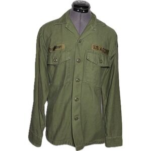 Vintage 60s US Army OG-107 Cotton Sateen Shirt Jacket 1960s C42 Small